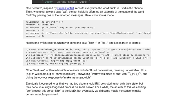 The world's stupidest IRC bot