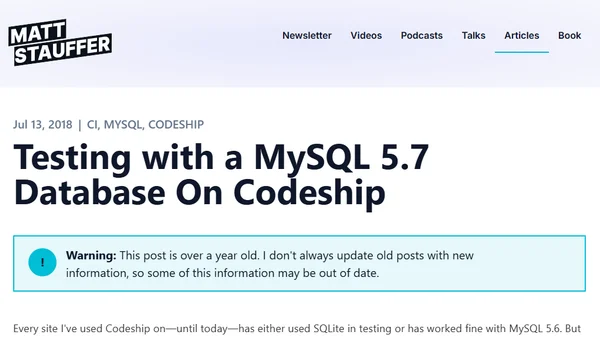 Testing with a MySQL 5.7 Database On Codeship