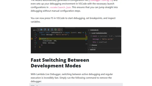 Serverless Developer Experience is Finally Great with Lambda Live Debugger