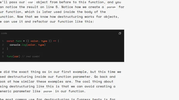 Using destructuring in Cypress