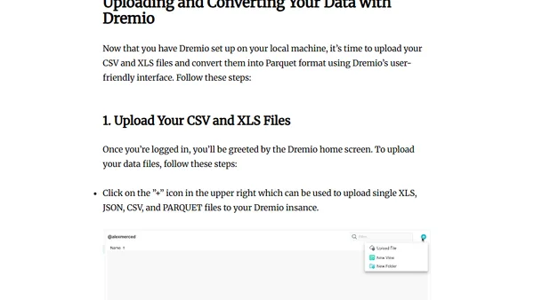 No Code - Convert XLS/CSV files into Parquet with Dremio