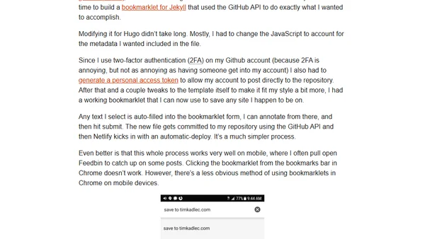 Saving Links to My Site With a Bookmarklet
