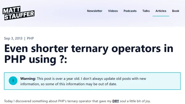 Even shorter ternary operators in PHP using ?: