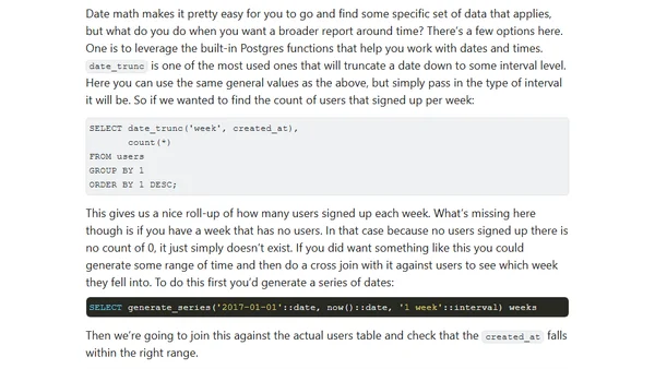 Working with time in Postgres