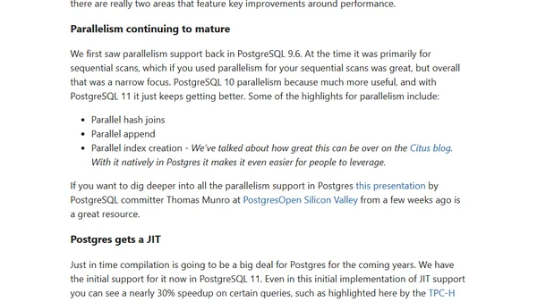 Postgres 11 - A First Look