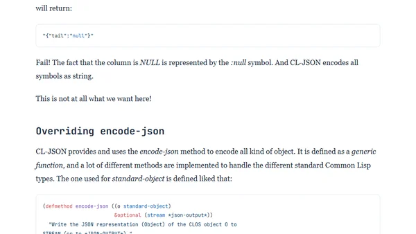 Overriding cl-json object encoding