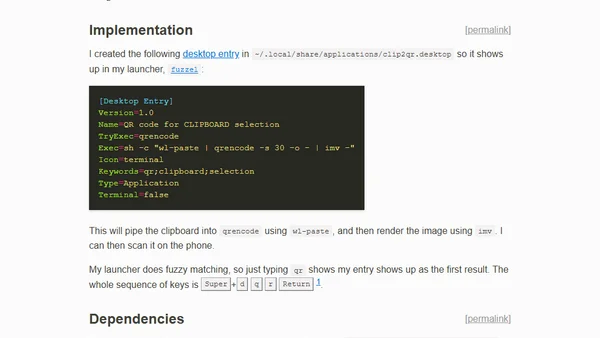 Quickly render the Clipboard as a QR code