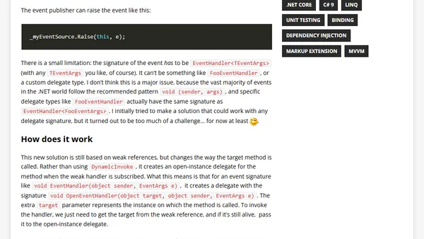 Weak events in C#, take two