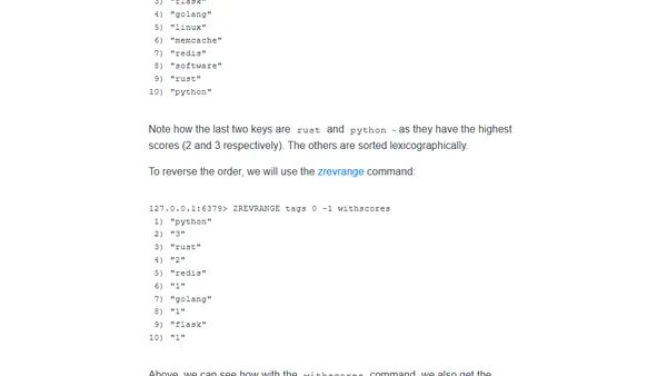 Sorted Sets in Redis from CLI, Python and Golang