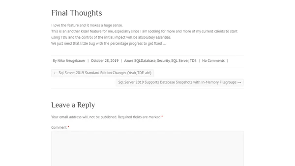 Resumable Transparent Data Encryption (TDE) Scan