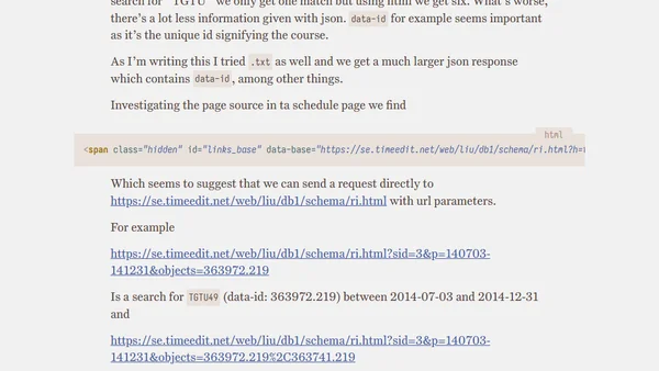 Extracting schedule information from timeedit