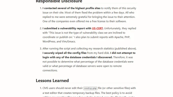 1% of CMS-Powered Sites Expose Their Database Passwords