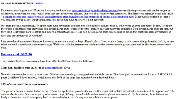 Notes on concurrency bugs