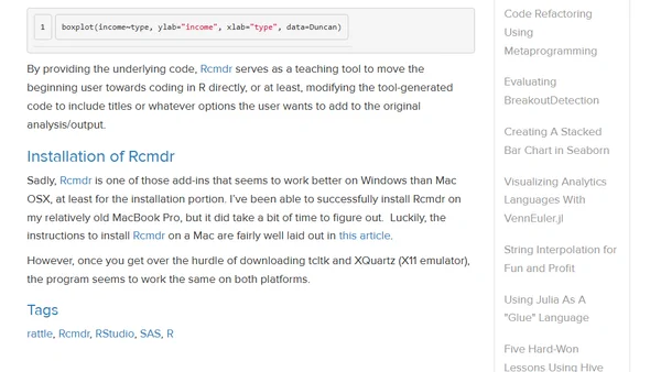 Getting Started Using R, Part 2: Rcmdr
