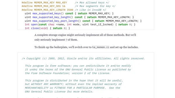 Writing a minimal in-memory storage engine for MySQL/MariaDB