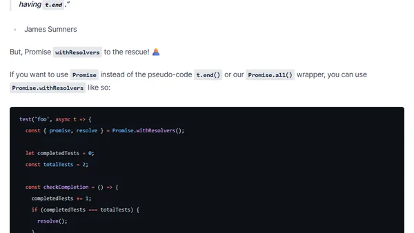 Using Promise.withResolvers in Node.js Tests
