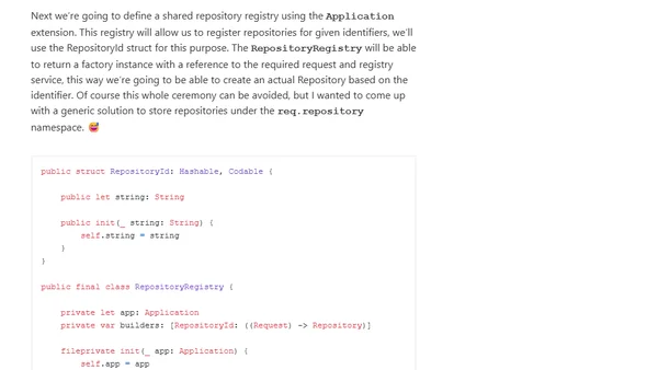The repository pattern for Vapor 4