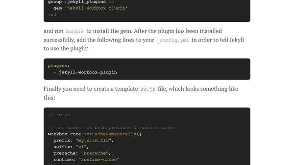 Introducing jekyll-workbox-plugin