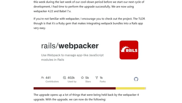 Changelog: DEV upgraded to Webpacker 4/Babel 7