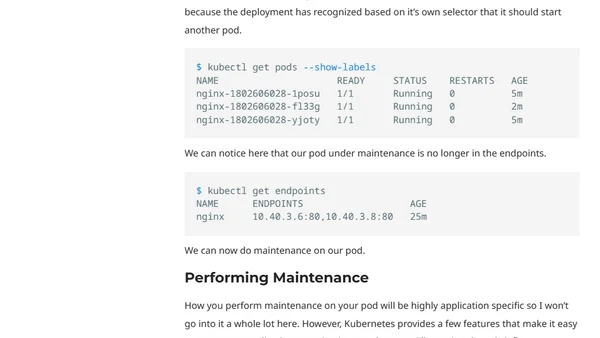 Performing Maintenance on Pods