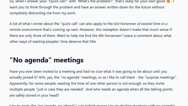 No "Hello", No "Quick Call", and no Meetings Without an Agenda