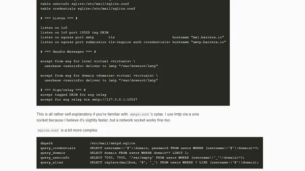 Opensmtpd and dovecot with a shared SQL database