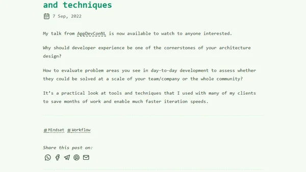 Improving Developer Experience through tools and techniques
