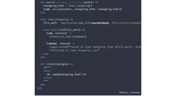Creating a markdown-based changelog for LiveView apps