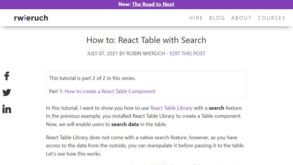 How to: React Table with Search