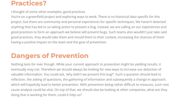 Muddled Thoughts on Bug Prevention