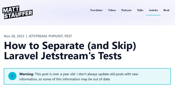 How to Separate (and Skip) Laravel Jetstream's Tests
