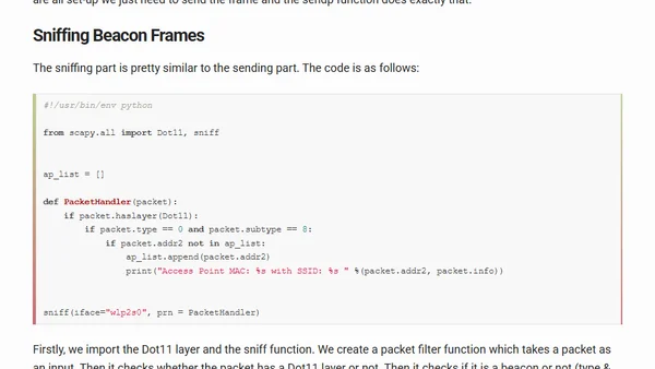 Sending & Sniffing WLAN Beacon Frames using Scapy