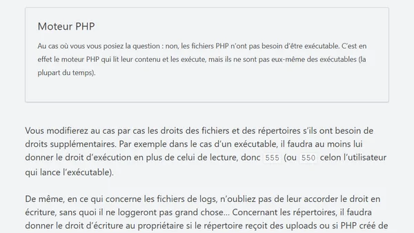 Les CHMOD pour l'hébergement internet