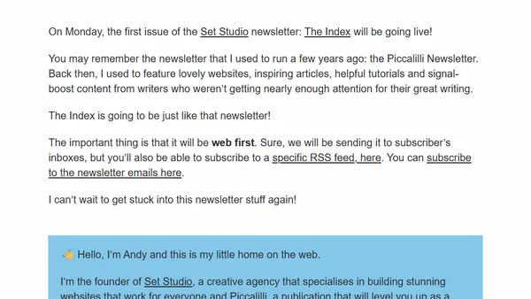 The Index is launching next week