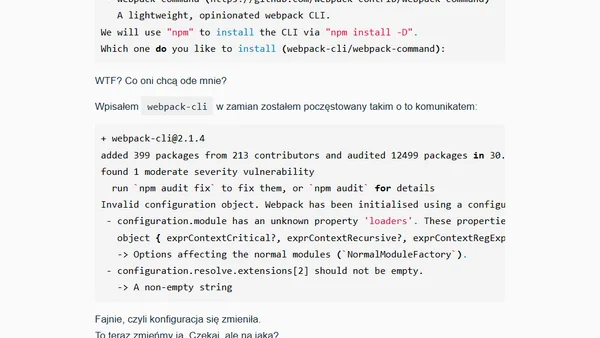 Jak pokonałem Webpacka: Upgrade kilku wersji