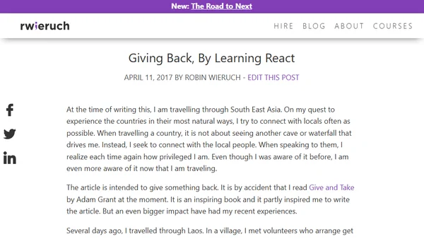 Giving Back, By Learning React