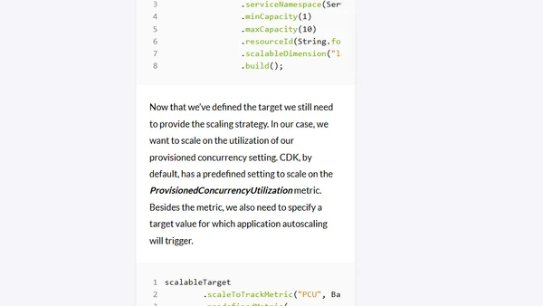 AWS Lambda Provisioned Concurrency AutoScaling configuration with AWS CDK