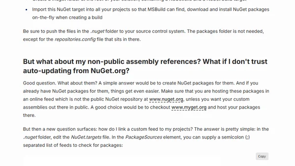 Use NuGet Package Restore to avoid pushing assemblies to Windows Azure Websites