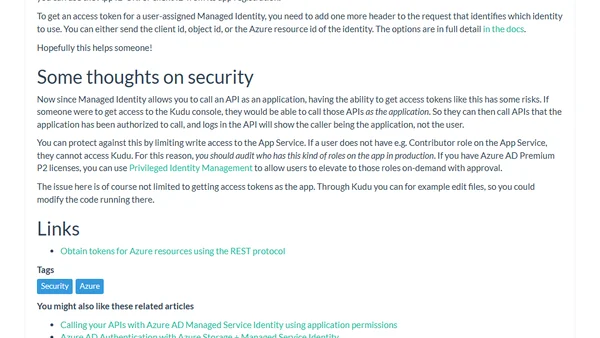 Get a Managed Identity access token in Azure App Service through Advanced Tools (Kudu)