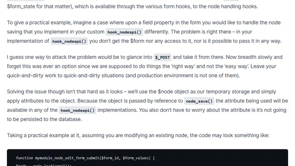 Maintaining states between form submit and node hooks in Drupal 6