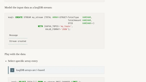 Working with JSON nested arrays in ksqlDB - example