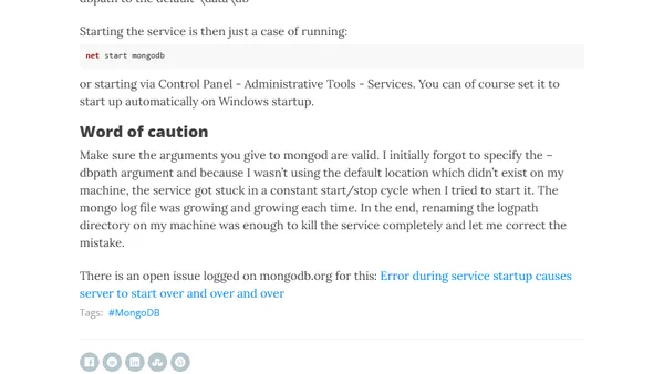 Running MongoDB as a Windows Service
