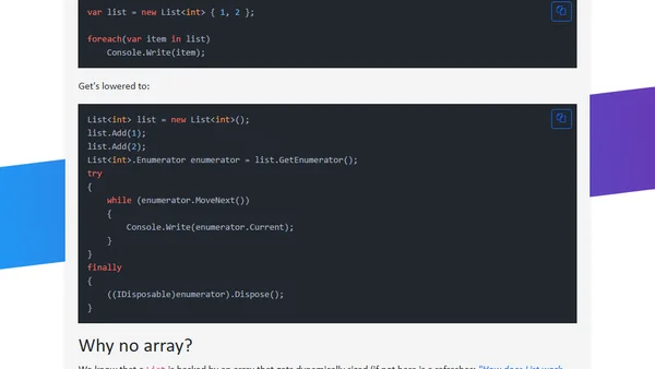 Why Lists are not lowered to a while loop