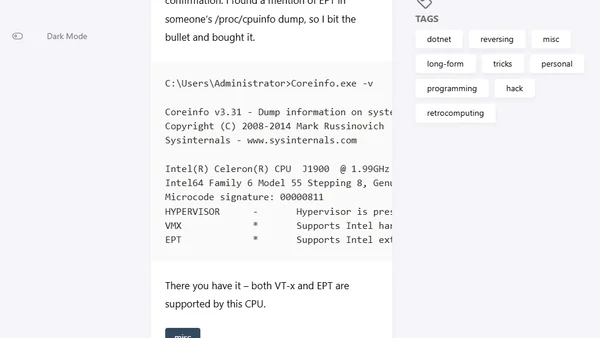 Celeron J1900 supports EPT
