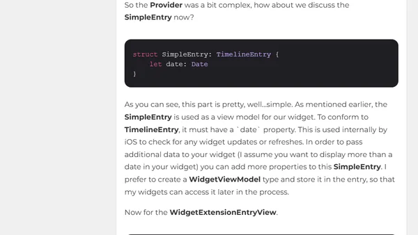 Building your first widget - Step 2 | The Swift Dev Blog