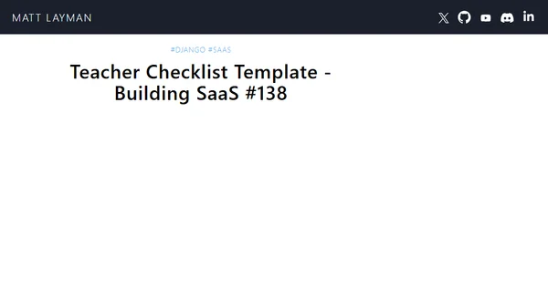 Teacher Checklist Template - Building SaaS #138