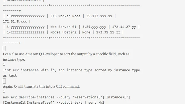 Formatting Output in the AWS CLI with Amazon Q Developer