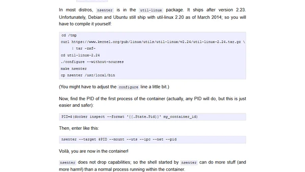 Attaching to a container with Docker 0.9 and libcontainer