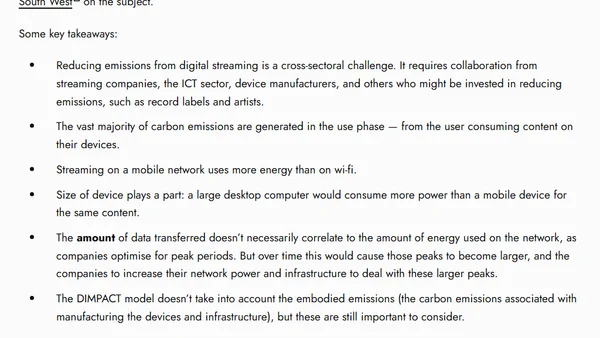 Greenhouse Gas Emissions From Streaming Digital Content