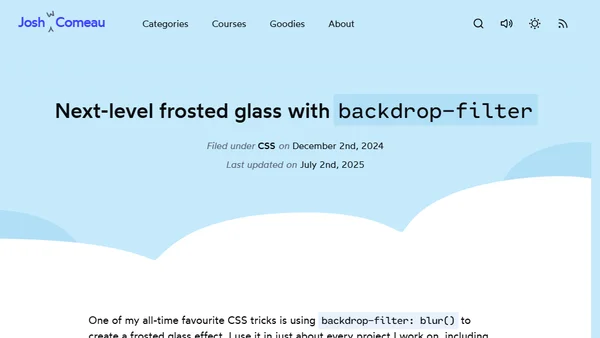 Next-level frosted glass with backdrop-filter